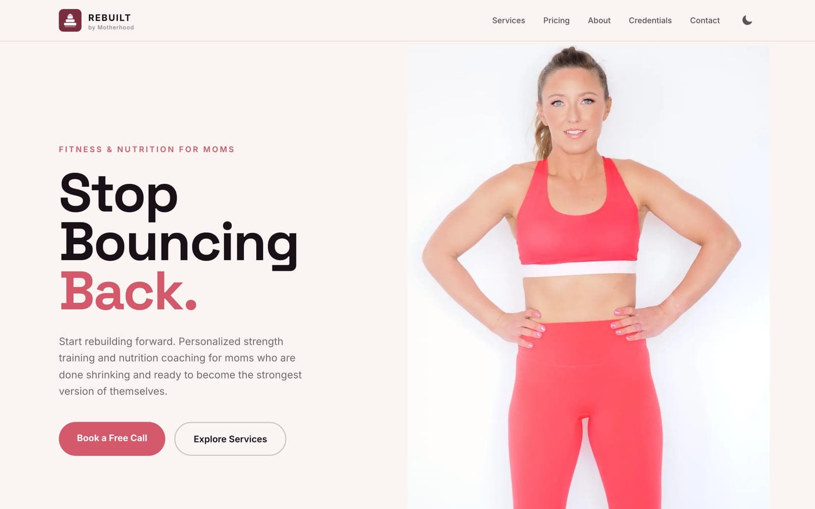Homepage of Rebuilt by Motherhood