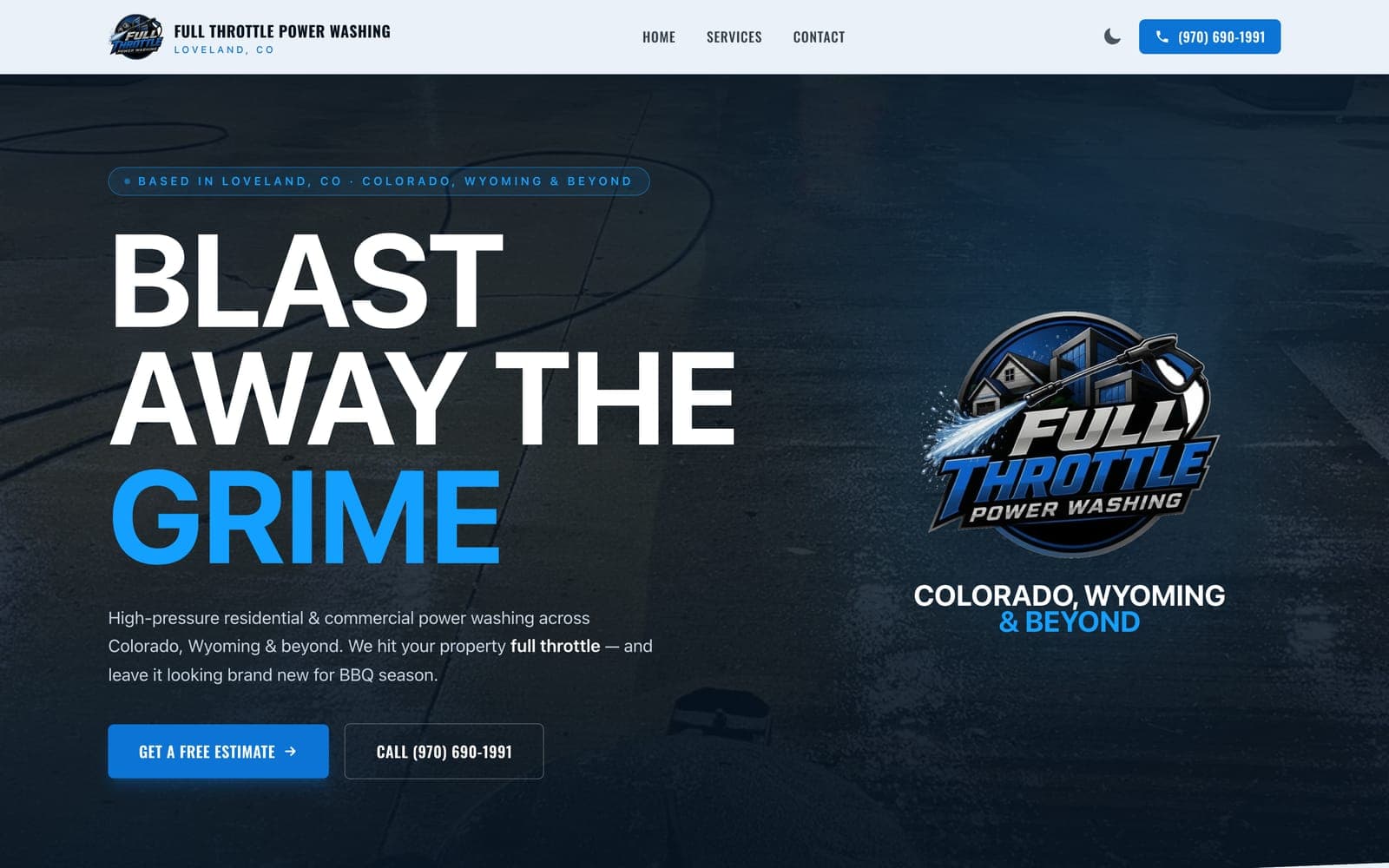 Homepage of Full Throttle Power Washing