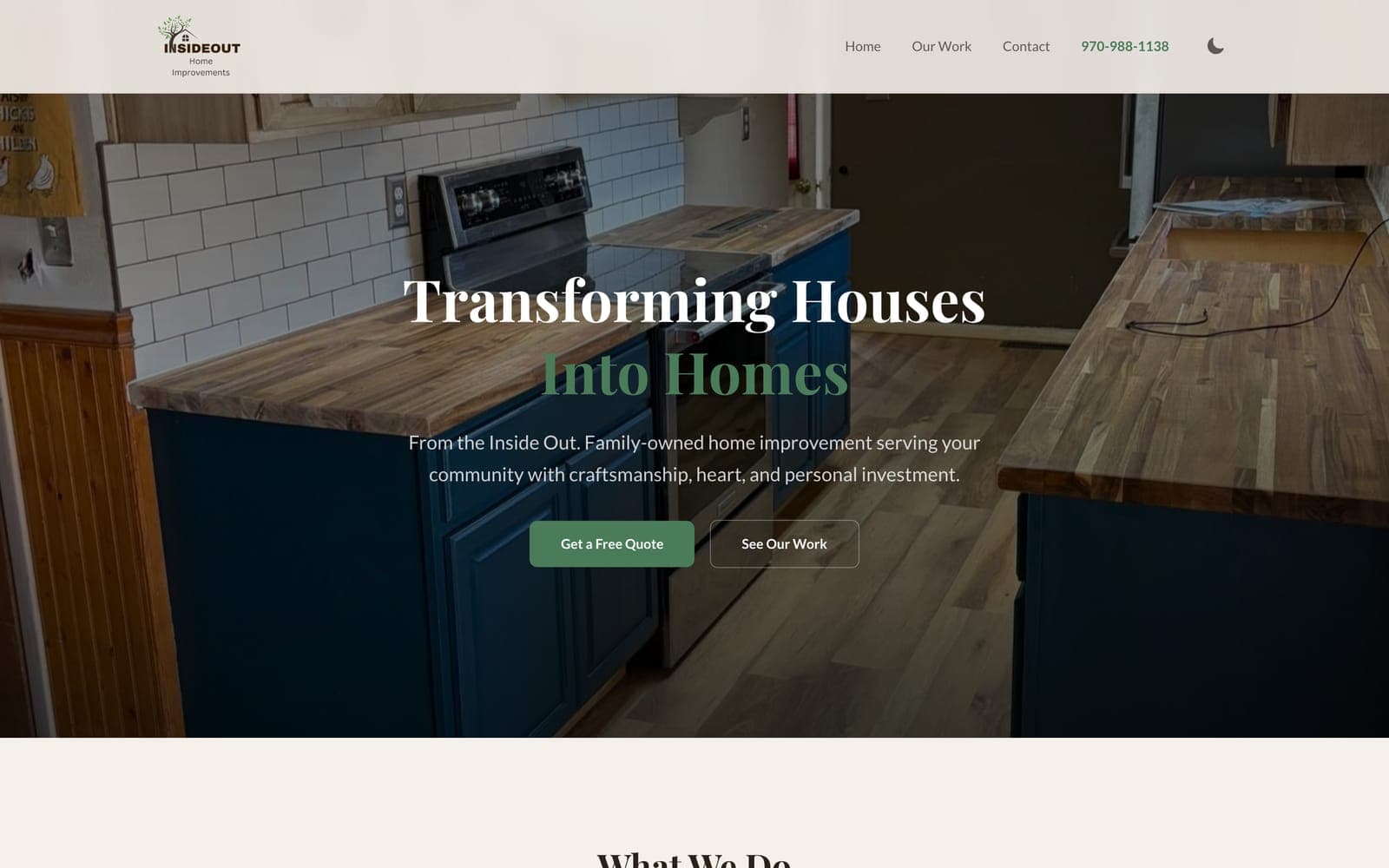 Homepage of InsideOut Home Improvements