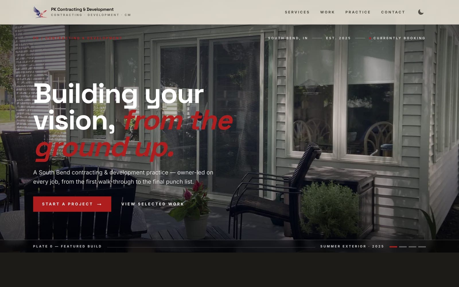 Homepage of PK Contracting & Development