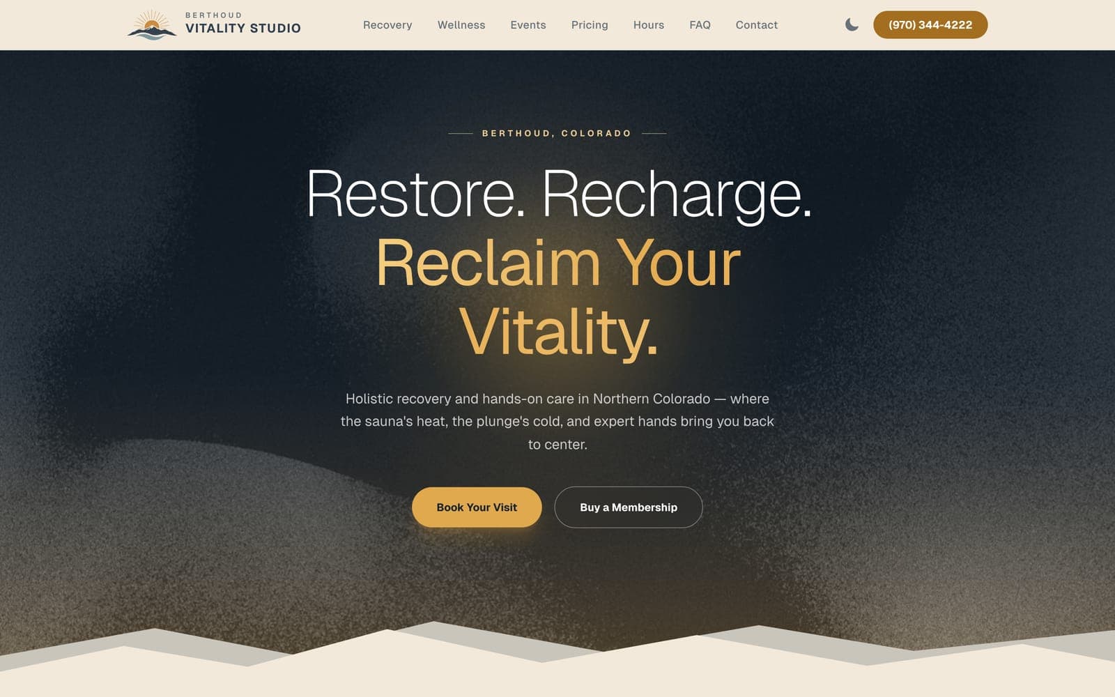 Homepage for Berthoud Vitality Studio